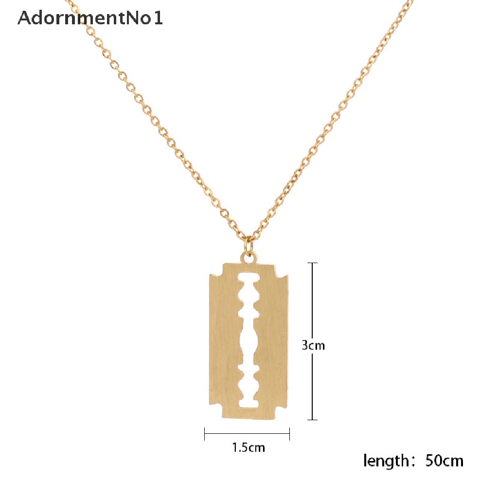 (AdornmentNo1) Kalung Rantai Dengan Liontin Pisau Cukur Bahan Stainless Steel Untuk Pria