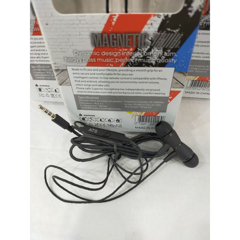 Handset handsfree earphone U55 ATS (magnetic) murah meriah