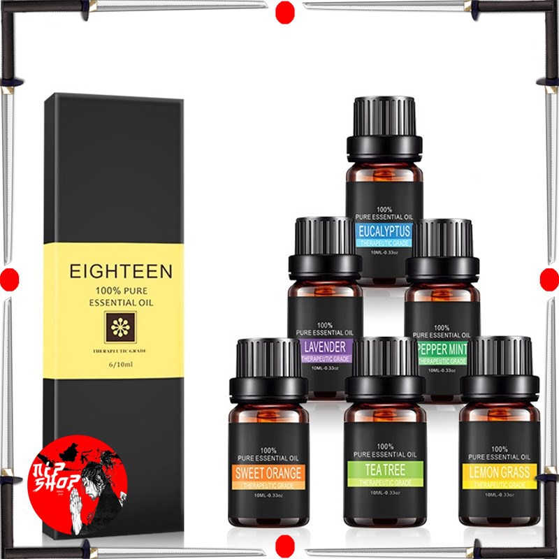 Eighteen Pure Essential Fragrance Oils Minyak Aromatherapy Diffusers 10ml 6 PCS - TSLM3