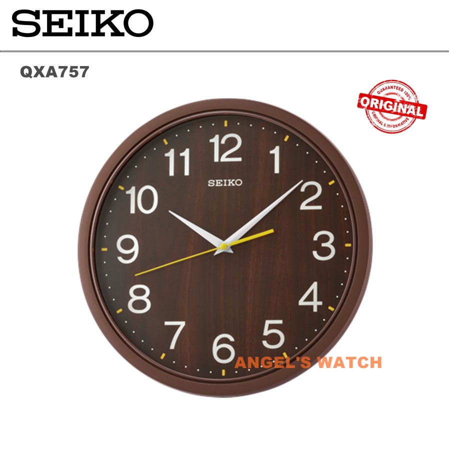 angelswatch jam dinding seiko sweep QXA757 brown original jam dinding