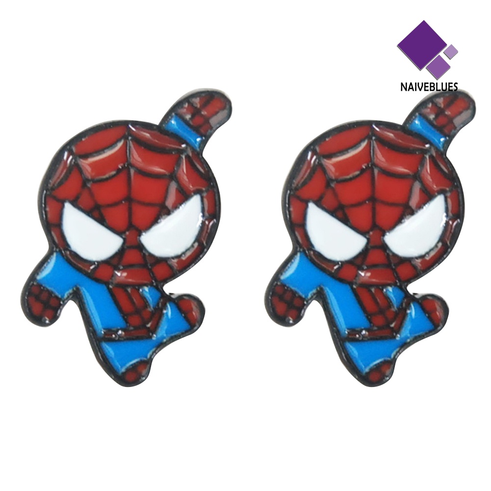 Anting Stud Enamel Desain Kartun Spiderman Deadpool Captain