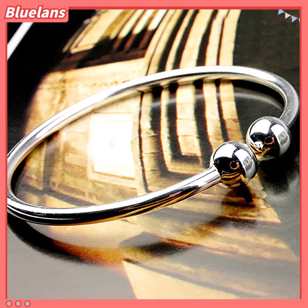 Bluelans Women Silver Plated Open Hand Cuff Bracelet Simple Beads Bangle