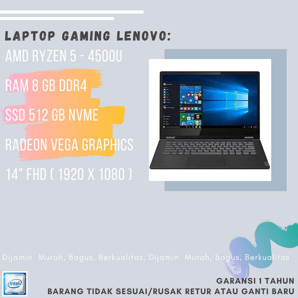 LAPTOP GAMING LENOVO 2IN1 TOUCH R5 4500U 8GB SSD 512GB E126