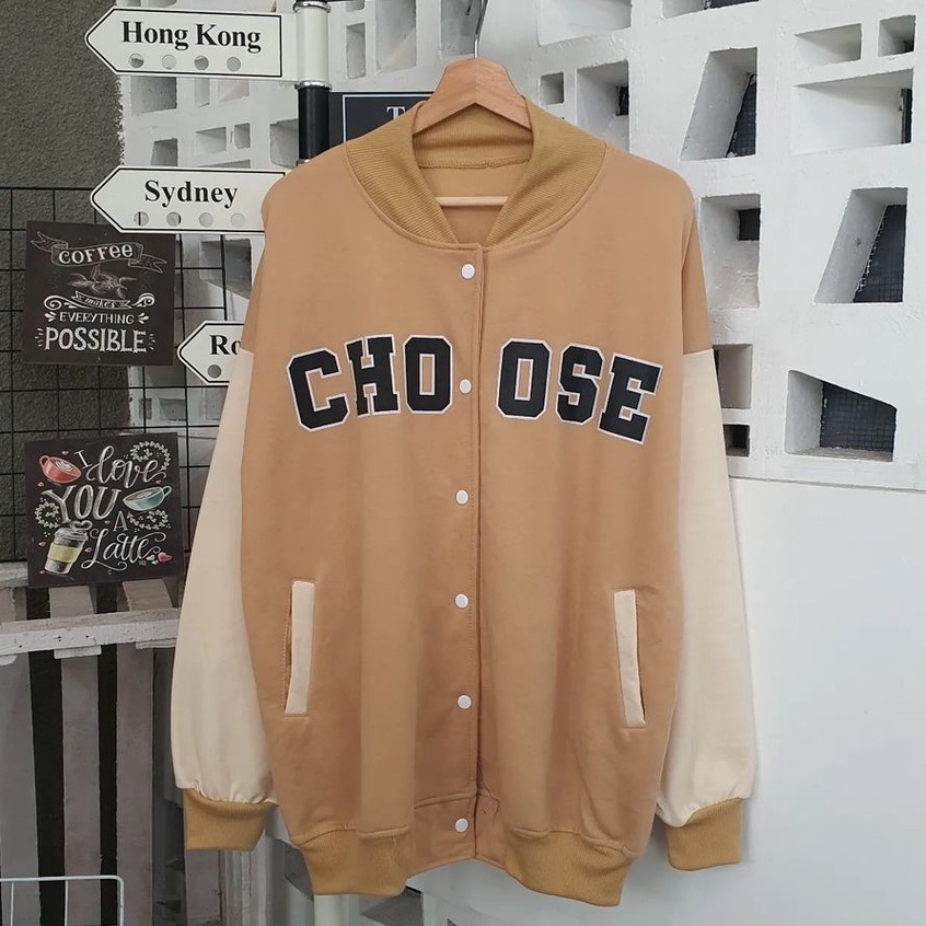 Outher Atasan Jakettt Oversize Choose Baseballl Fleece