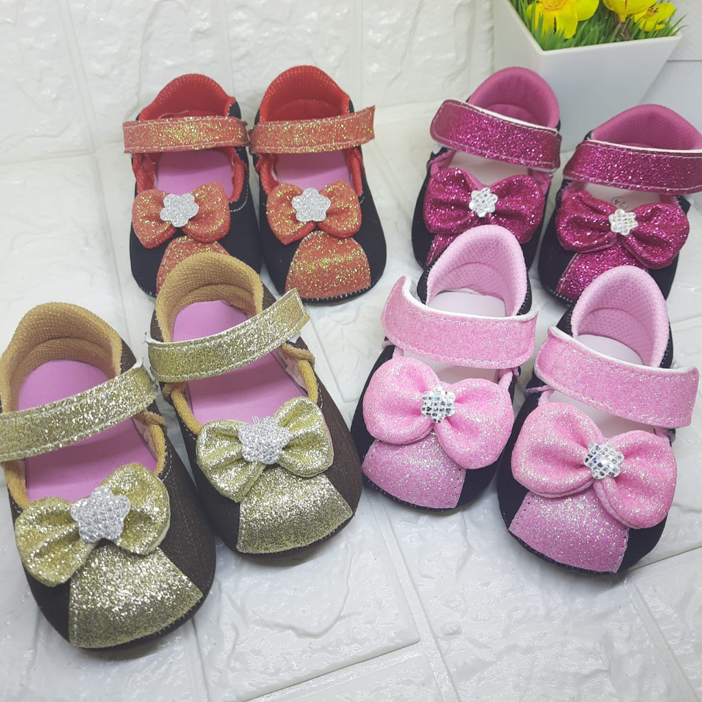 [TAMAN SEPATUKU] SEPATU TRENDY MURAH PREWALKER ANAK PEREMPUAN MOTIF PITA GLITTER GPX05