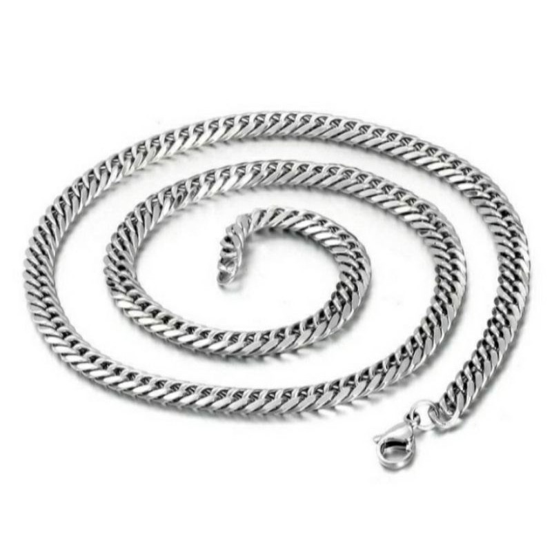 Kalung silver rantai titanium stell kalung pria-cowok