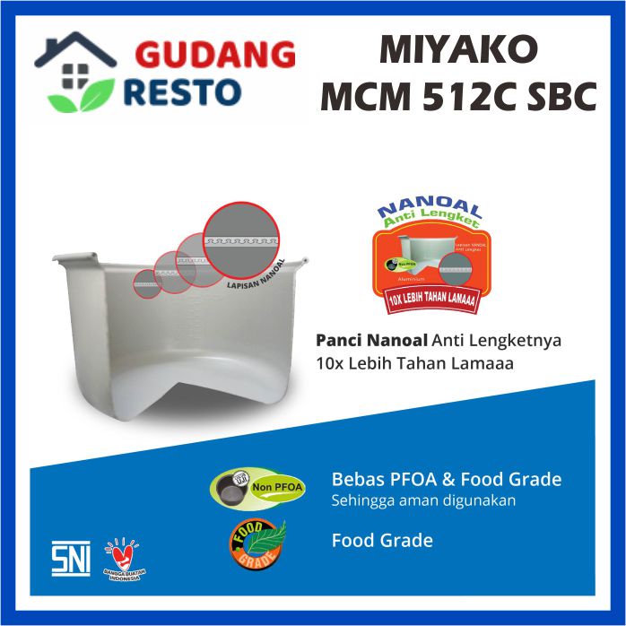 MIYAKO MCM 512C SBC / 512 C SBC / 512 SBC / 512SBC MAGIC COM RICE COOKER PENANAK NASI 1,2 L / 1.2 LITER FUNGSI 3 IN 1