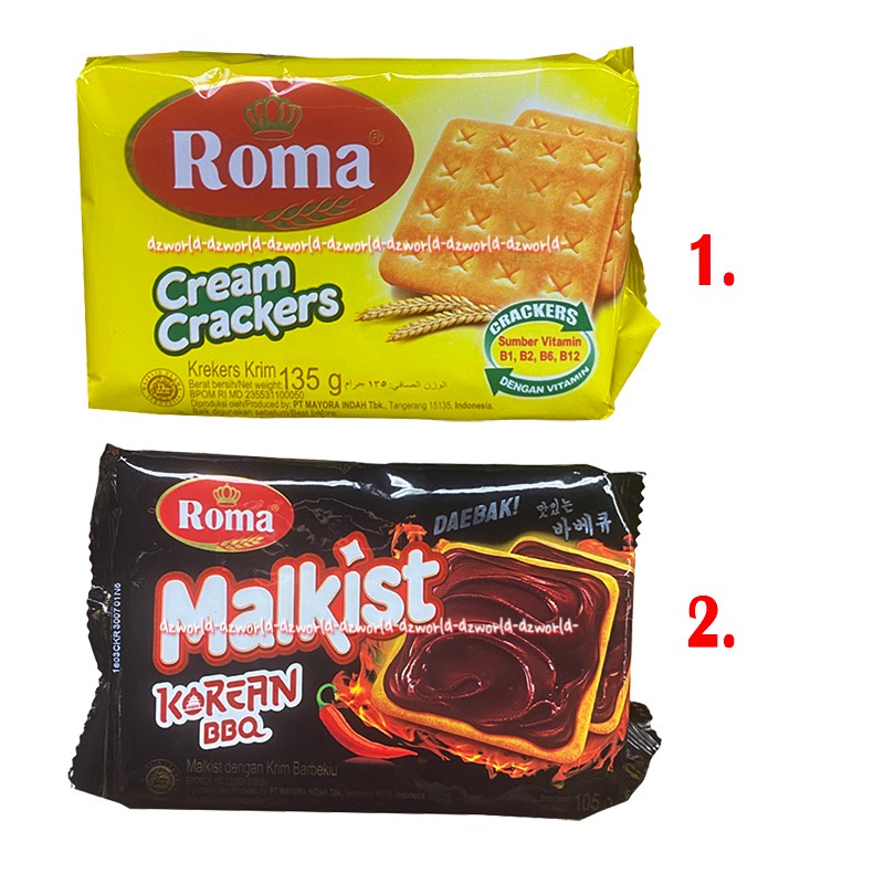 

Roma Cream Crackers 135gr Malkist Daebak Korean BBQ Krekers Krim Tanpa Gula Less Sugar Makis Daebak Korea Rasa Pedas Biskuit Malkis Roma