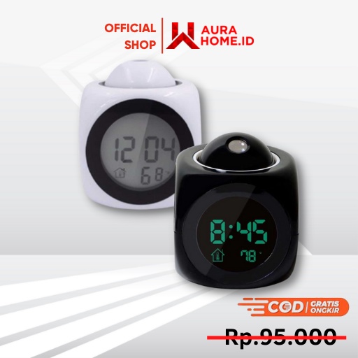 Jam Alarm Projection LCD Digital Clock Voice Thermometer Penunjuk Suhu Cuaca / Jam Digital LED Meja 