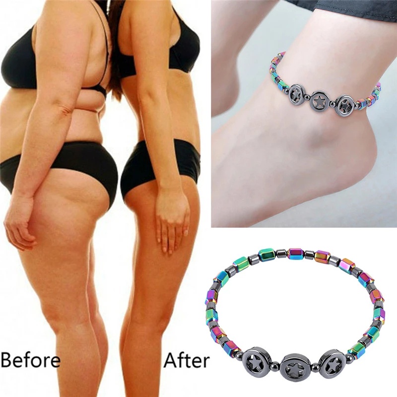 Gelang Kaki Manik-Manik Batu Gallstone Hitam Aksen Bintang Gaya Vintage Untuk Terapi Kesehatan