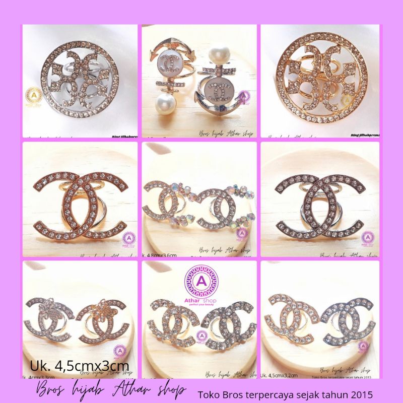 Athar shop COD Ring hijab import permata zirconia ring jilbab ring kerudung/kolong jilbab