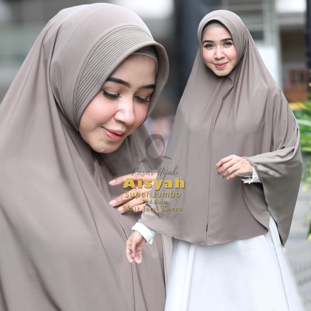 Hijab Instan Terbaru Jilbab Bergo Aisyah M,L,XL,XXL Kerudung Jumbo Jersey Premium Pasar Hija'b