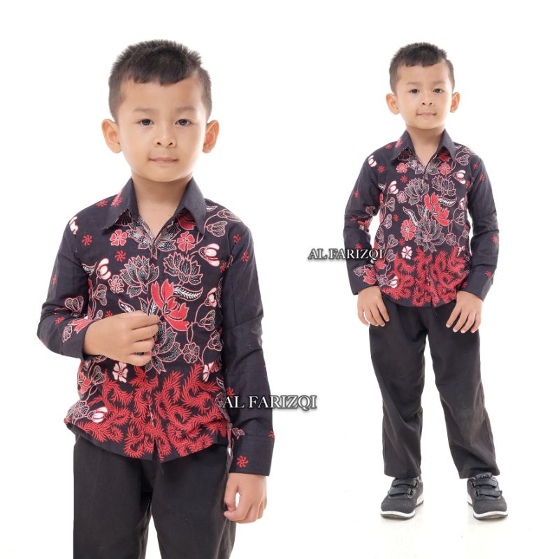 KEMEJA BATIK ANAK LAKI-LAKI LENGAN PANJANG SIZE M L XL XXL USIA 2-12 TH SERAGAM BATIK KIDS