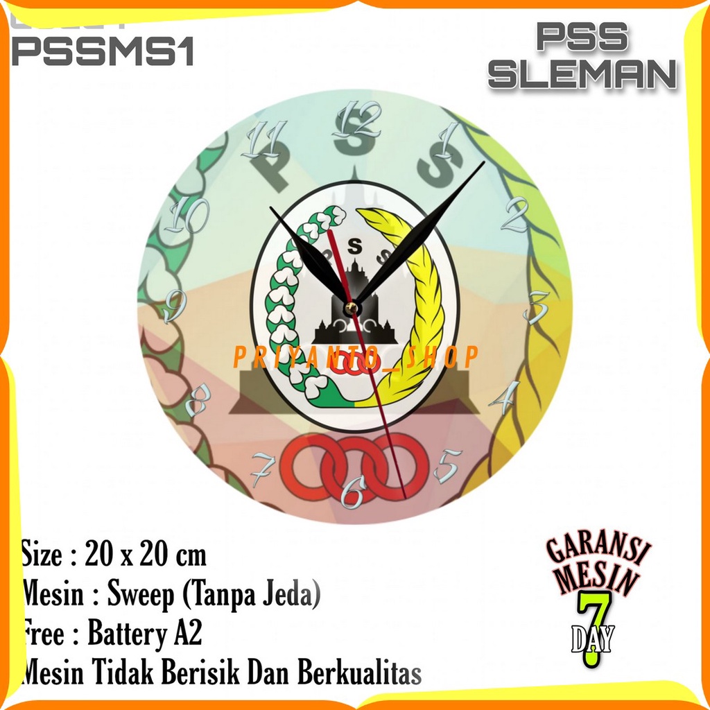 Jam Dinding Team Club Klub Sepakbola PSS SLEMAN Mesin Halus