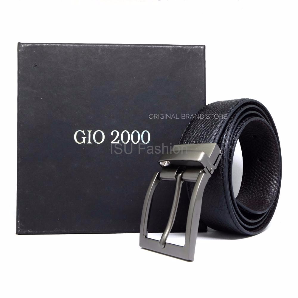 Original Gio 2000 Gesper Sabuk Ikat Pinggang Kulit Asli Pria Cowo 508 Black