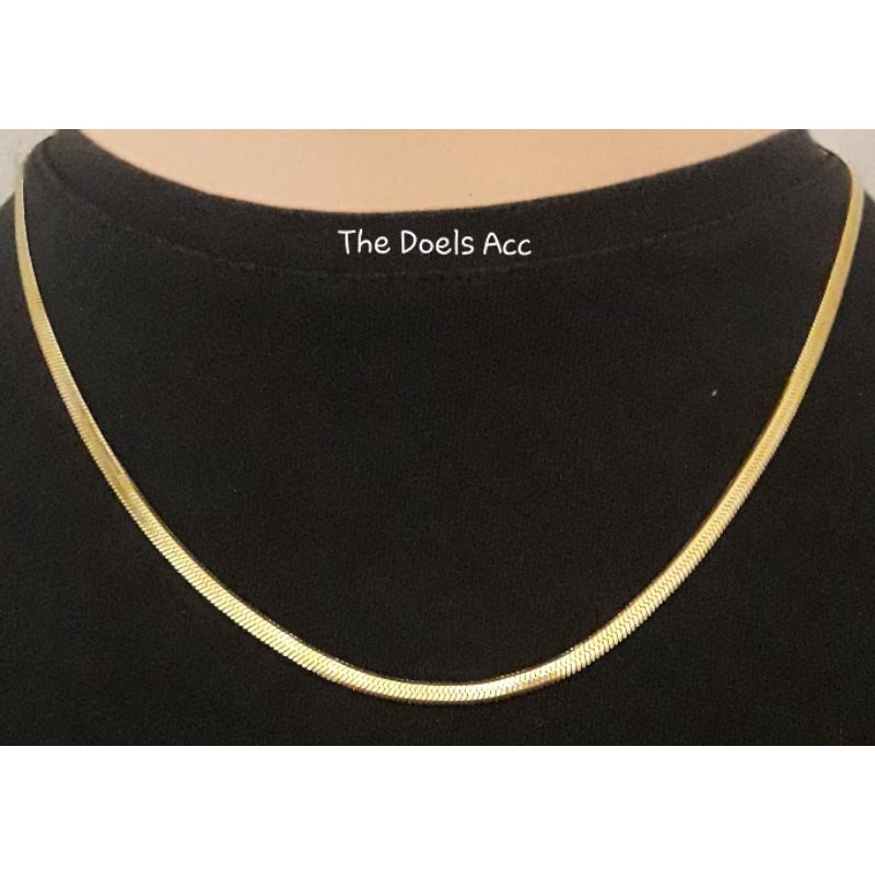 Kalung Titanium Pipih besar Gold