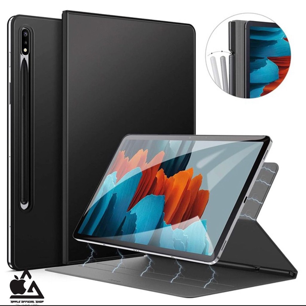 Book Cover Slot Pen SAMSUNG TAB S7 FE 5G 12.4inch / T736 Model Original Magnetic Flip TEMPERED GLASS