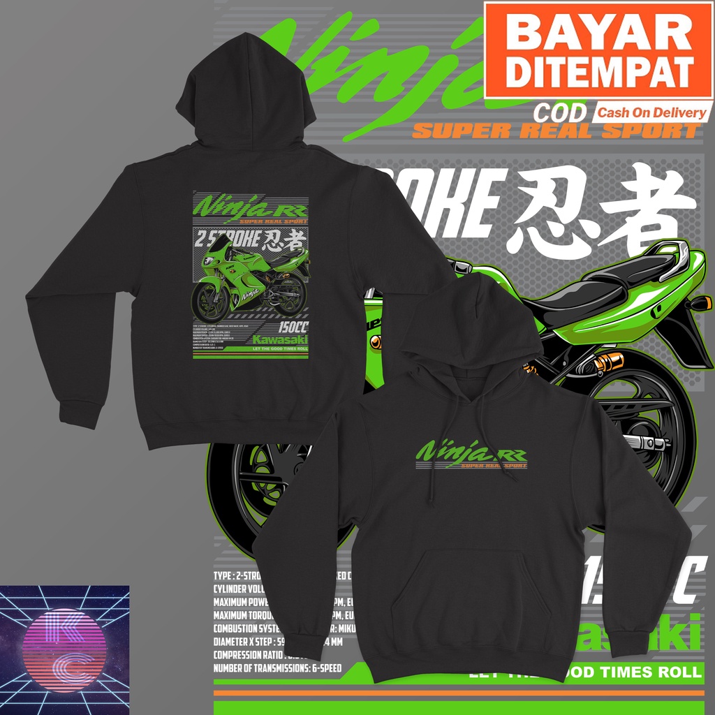 JAKET HOODIE KAWASAKI NINJA RR 150 BIG SIZE JUMBO HOODIE MOTOR PRIA WANITA