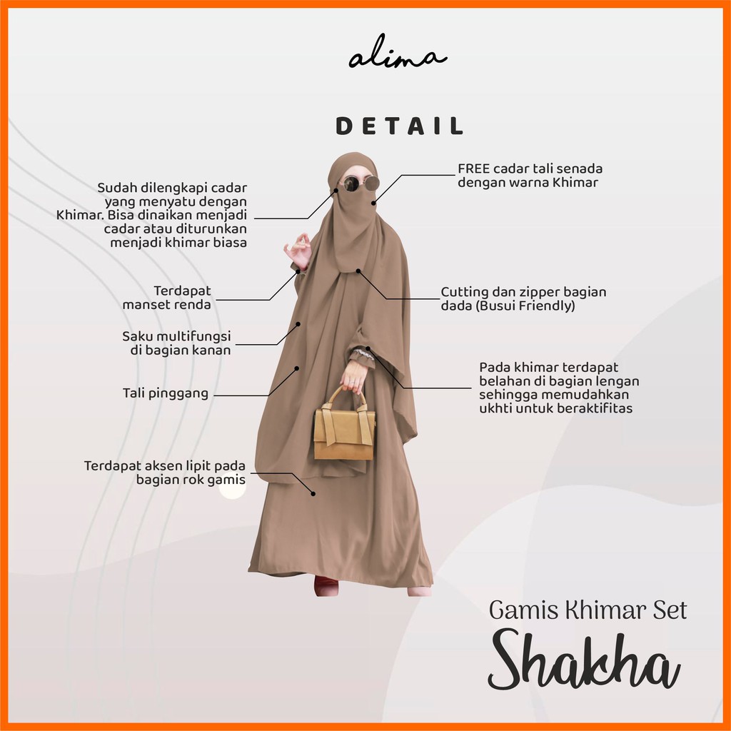 French Khimar Set Gamis Wolfis Premium SHAKHA by Alima