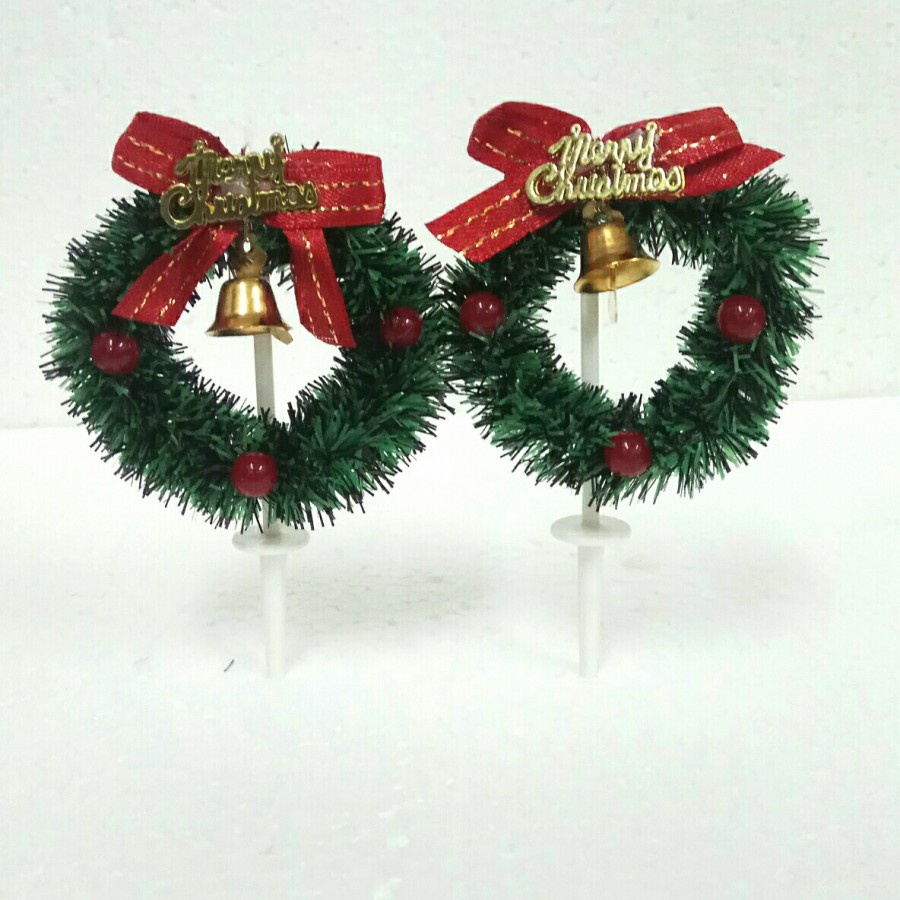 

Hiasan Natal - Tusuk Wreath Pita Kecil & Lonceng 2pcs