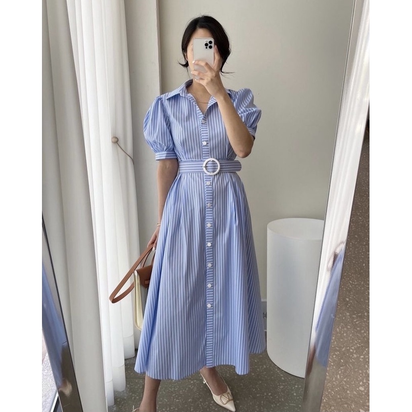 FWG - BLUE DRESS TURKISH / DRESS WANITA / DRESS / DRESS SALUR / BAJU WANITA / DRESS KOREA STYLE