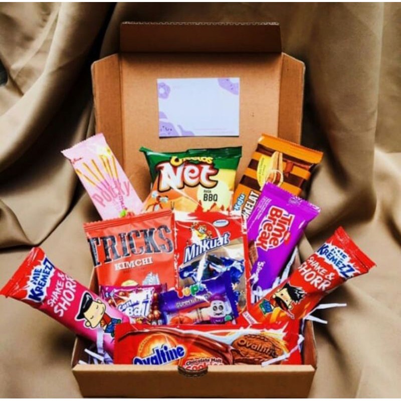 

SNACKBOX PAKET HEMAT / SNACK BOX /SNACKBOX MURAH/HADIAH ULANG TAHUN