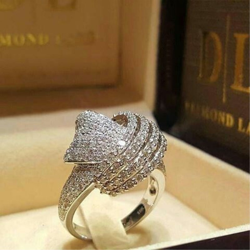 Cincin Berlian Penuh Bahan Stainless Untuk Unisex