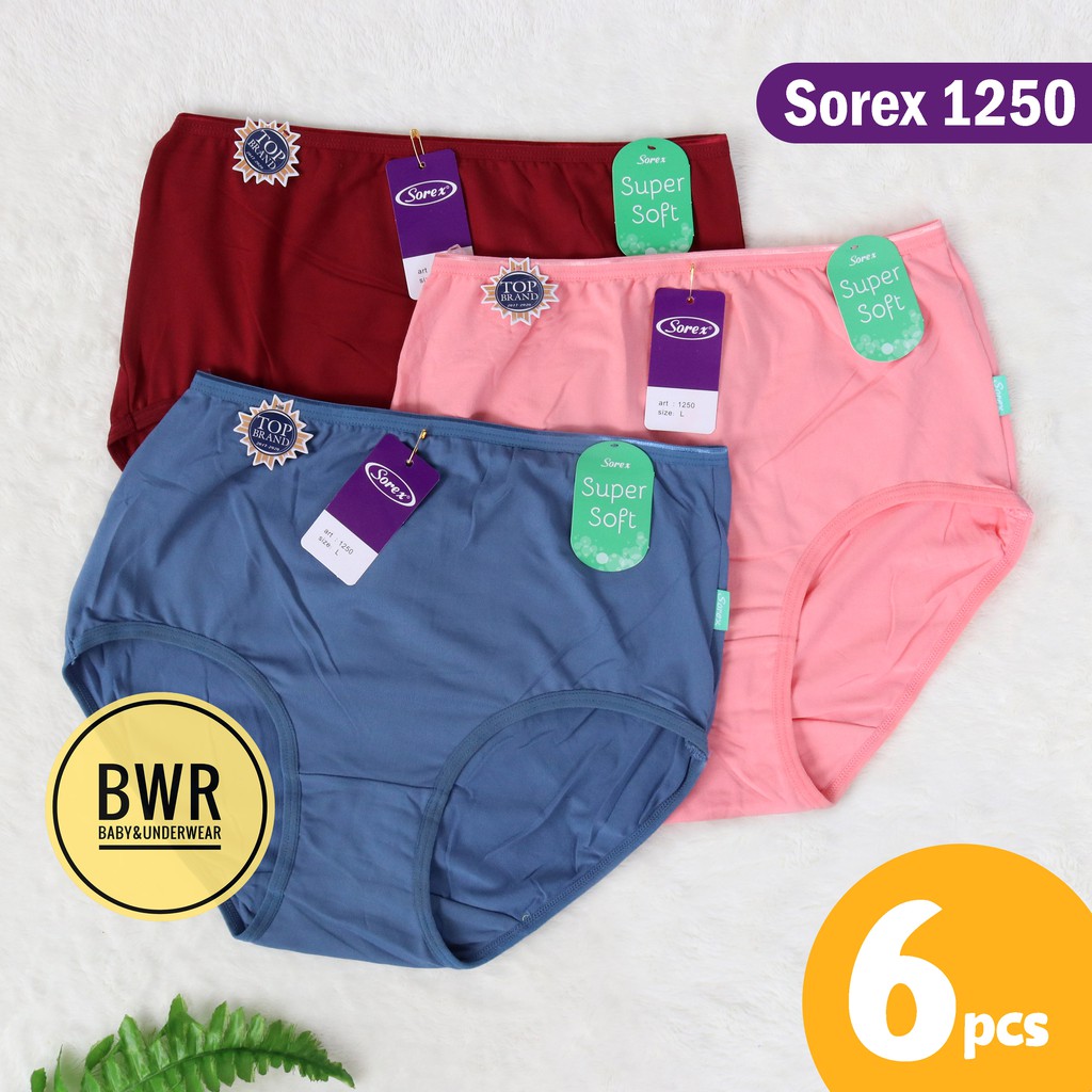 [ 6pc ] CD Sorex 1250 Maxi | Celana Dalam Wanita Jumbo L/EL/QL/EQL Super Soft - Bwr