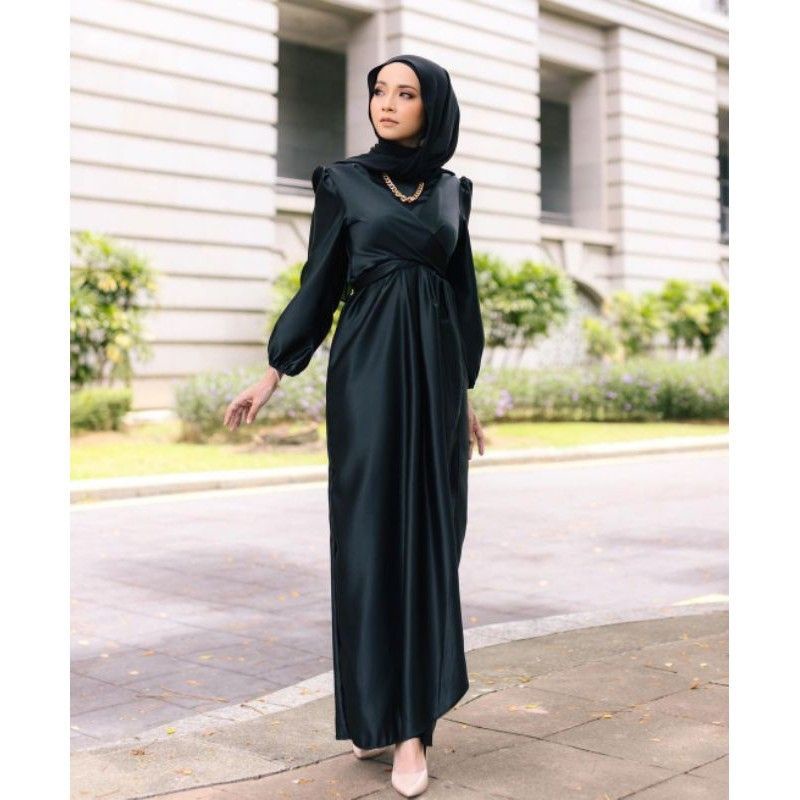 ZALWA DRESS GAMIS SATIN SILKY PREMIUM MEWAH DRESS SIMPEL BAJU WANITA KONDANGAN GAMIS TERBARU