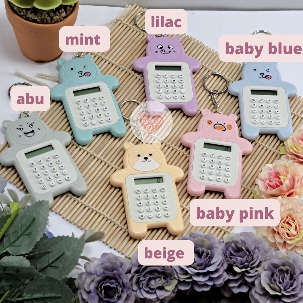 Kalkulator Mini Portable Desain Beruang Lucu | Calculator Cute Bear Sekolah 8 Digit Mini Portable