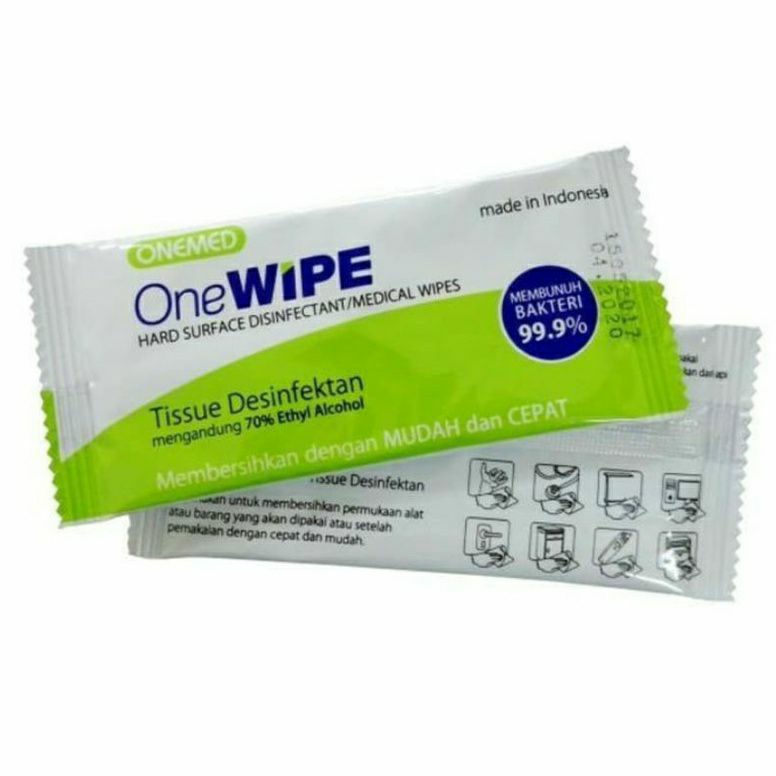 Wipes Tissue OneWIPE Disinfectan Mengandung 70% Ethyl Alcohol Onemed ONEWIPE ECER