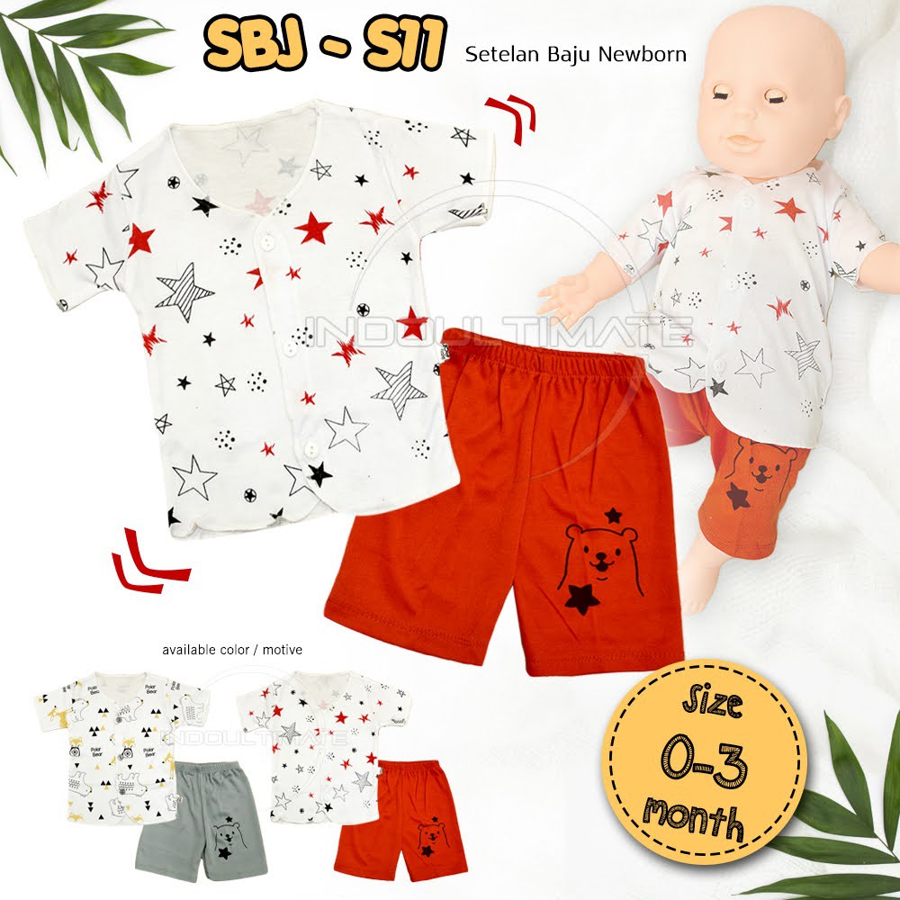 Baby Leon SNI Baju Setelan Pendek Bayi Tebal lembut SBJ-S11 Pakaian baju Stelan set Pendek Baju Celana oblong kaos singlet pendek anak Bayi baru lahir newborn laki laki perempuan perlengkapan kado hampers bayi harian rumah