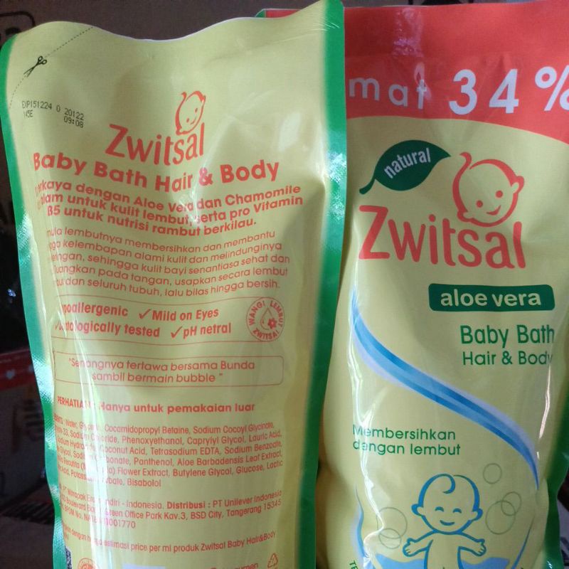 Zwitsal Natural Baby Bath 2-in-1 Hair &amp; Body Pouch 600ml