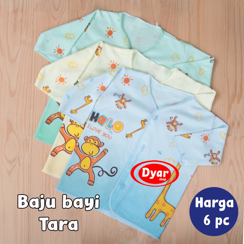 6 pc Baju bayi kancing depan  new born Tara Warna 