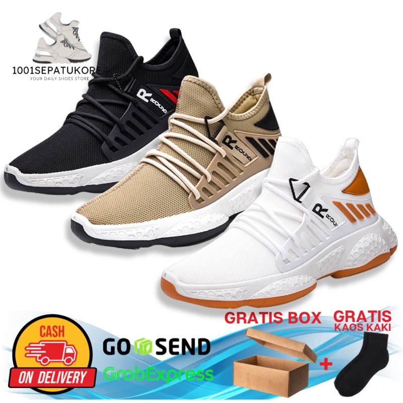 1001 IMPORT SEPATU SNEAKERS PRIA SPORT ROCK + BOX DAN KAOS KAKI !!! - 3 WARNA