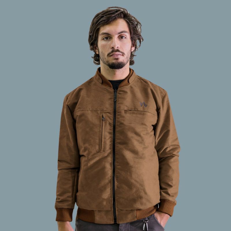 Jaket Bomber HELIO IWEARZULE Multifungsi Bolak Balik - Coffee Black