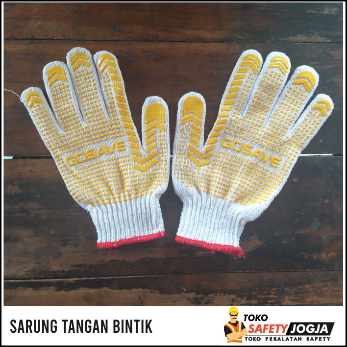 SARUNG TANGAN BINTIK 6 BENANG KARET KATUN POLKADOT BANGUNAN SAFETY GOSAVE