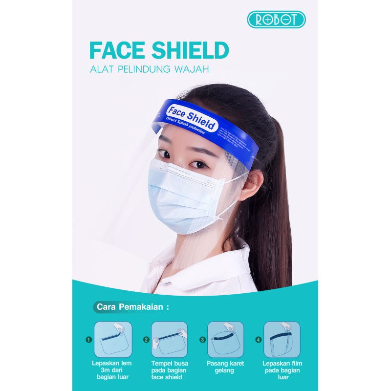 Face Shield ROBOT MZ001 Pelindung Wajah APD Anti Fog (Isi 12 Pcs)