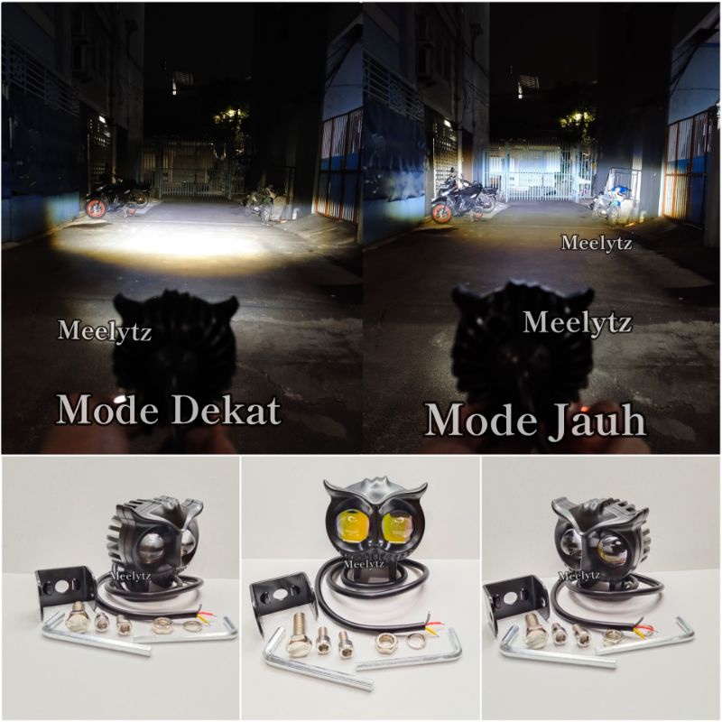 Dijamin Terang Lampu tembak Laser LED D2 OWL laser 2 mode jauh dekat Putih