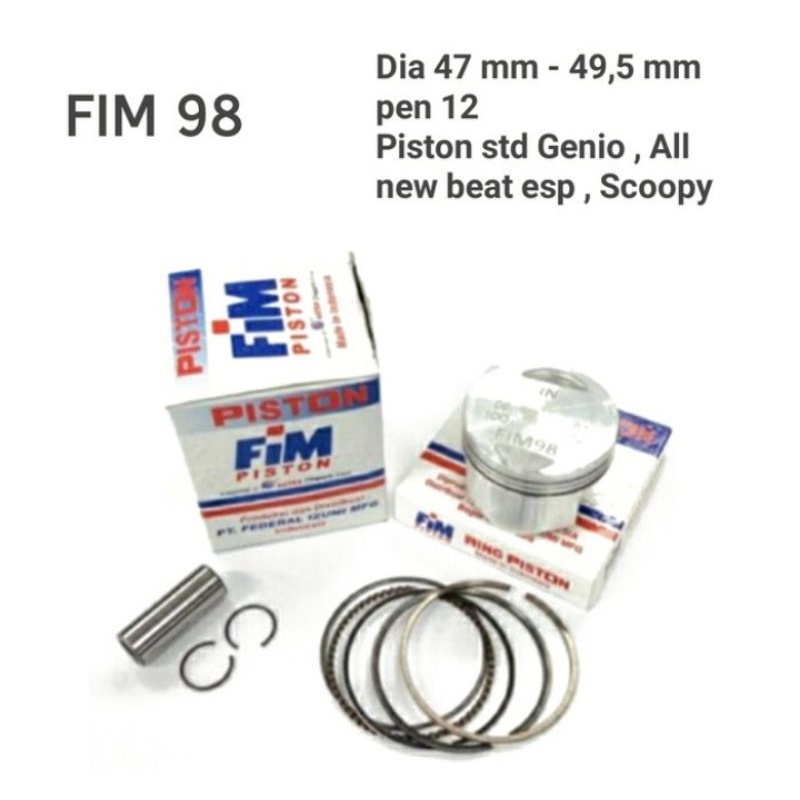 PISTON KIT FIM HONDA GENIO STD (100) 48 mm SEHER GENIO