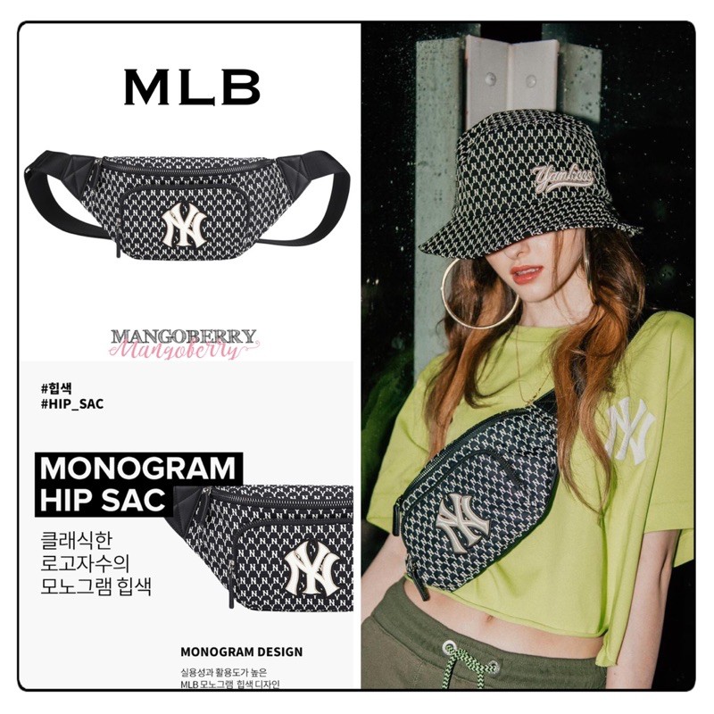 MLB NY Yankees monogram hip sac waist bag - BLACK 100% original belt bag