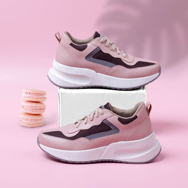 ORIGINAL Sepatu Casual Sneakers Wanita Dewasa Pink Putih Terbaru | Sepatu Sport Cantik Kekinian | Sepatu Olahraga Cewe | Sepatu Distro Premium Material | Sepatu Style Korea Japan Simple Elegan