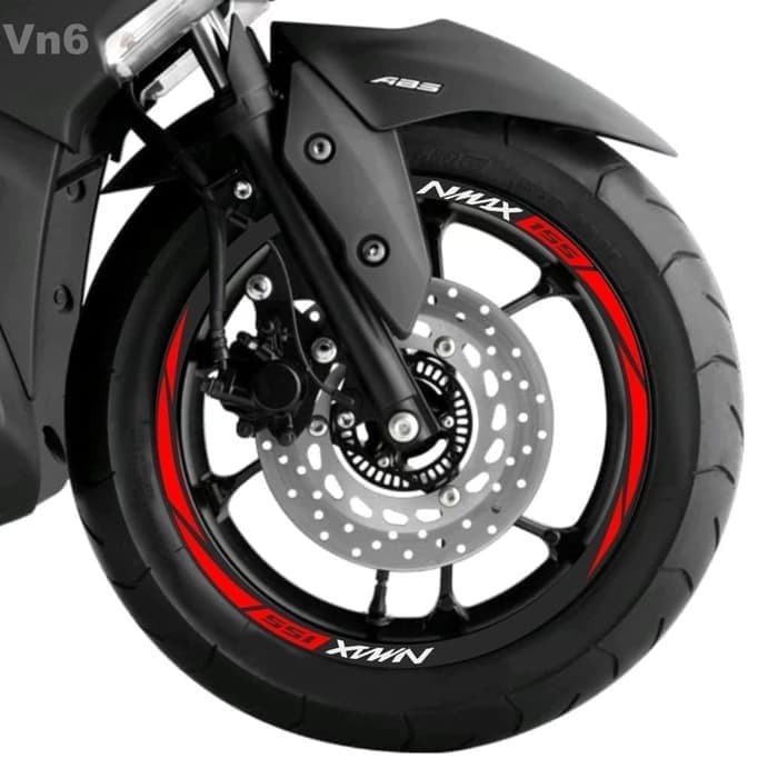 Sticker Velg Nmax warna merah - putih bahan reflectiv