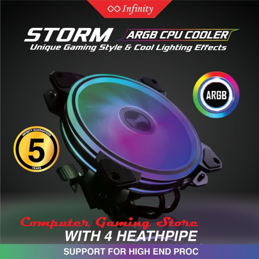 COOLER FAN INFINITY STORM ( Auto RGB CPU COOLER ) 4 Heat Pipe