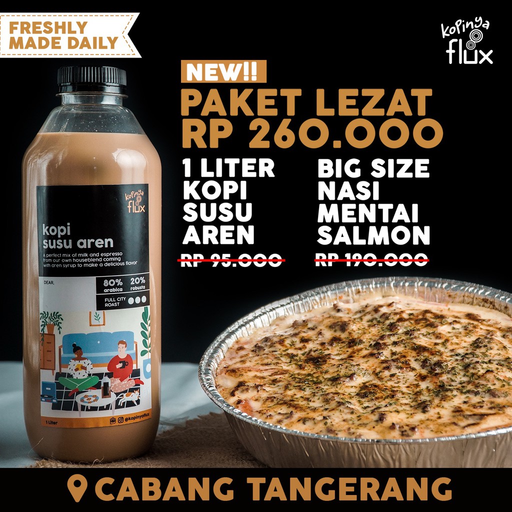 

Paket Lezat : Nasi Mentai Salmon Premium Big Size & Kopi 1 Liter by Kopinya Flux