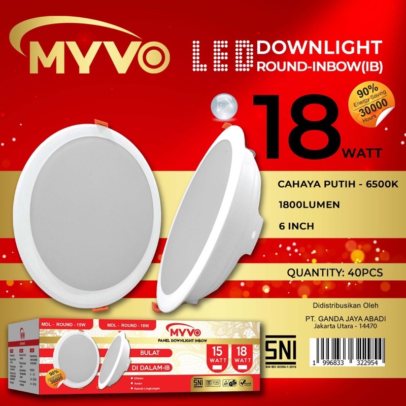 LAMPU DOWNLIGHT LED INBOW 1B 18 WATT - MYVO DOWNLIGHT 18 WATT - LAMPU PANEL - LAMPUDOWNLIGHT LED
