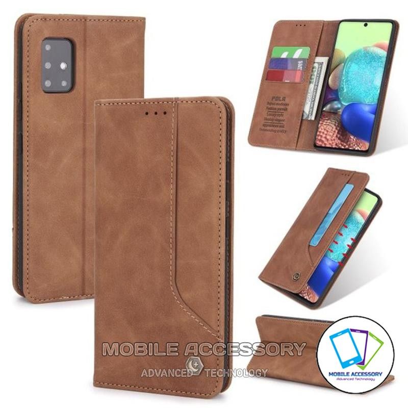 Flip Case Wallet Pola Samsung M51 Flip Cover Dompet Kulit Leather Case Isi Kartu Card Casing Murah
