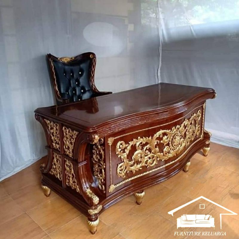 Meja kantor mewah / Meja kantor ukir jati jepara / Meja kantor terbaru