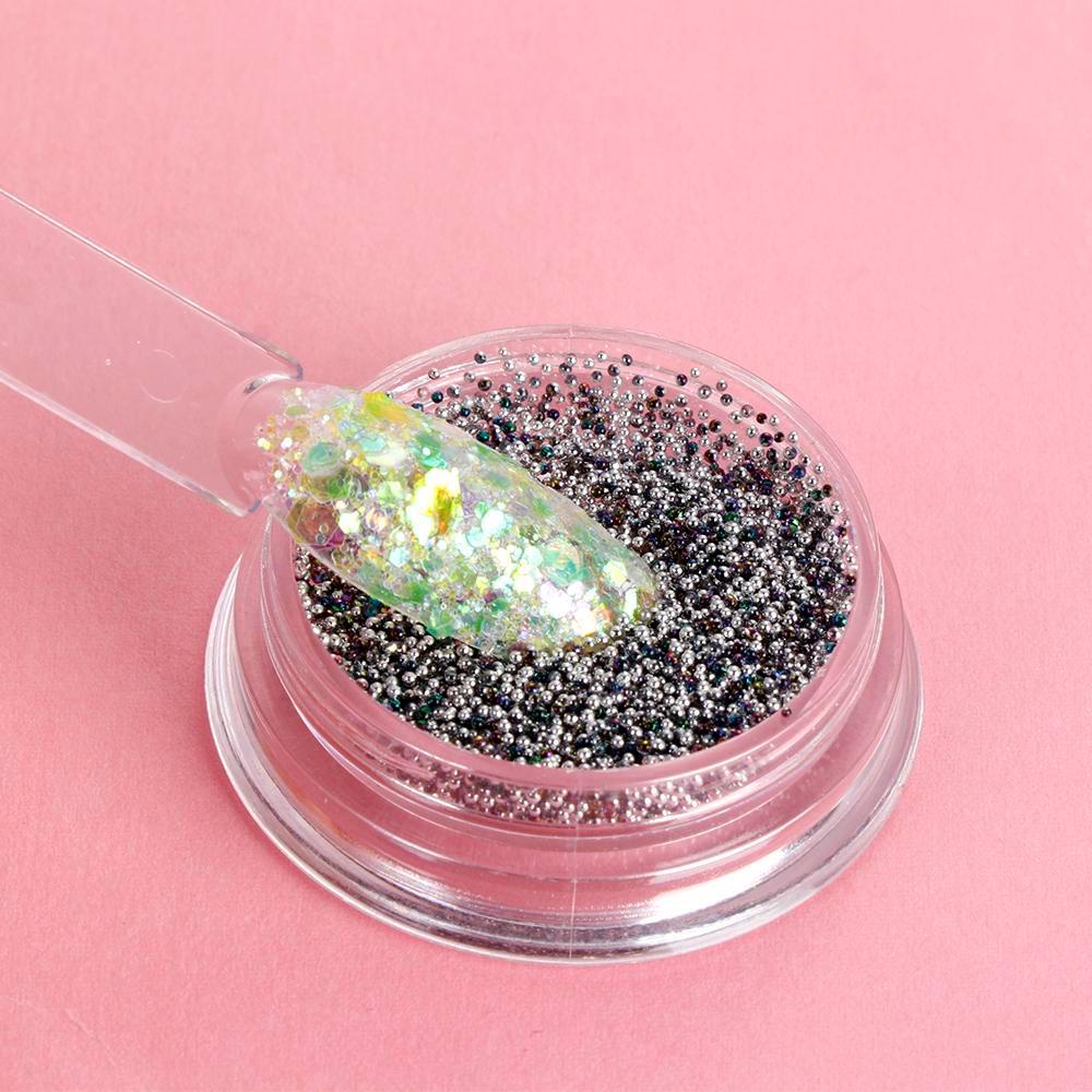 Manik-manik Berlian Imitasi Bentuk Bulat Kecil Warna Silver Untuk Nail Art
