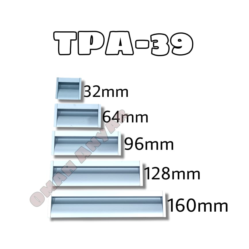 Handle tarikan Lemari Laci Tanam Aluminium TPA 39 Elco Huben